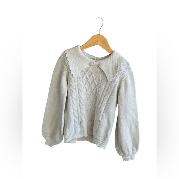 Janie And Jack Cable Knit Scallop Collar Sweater - Picture 2 of 16